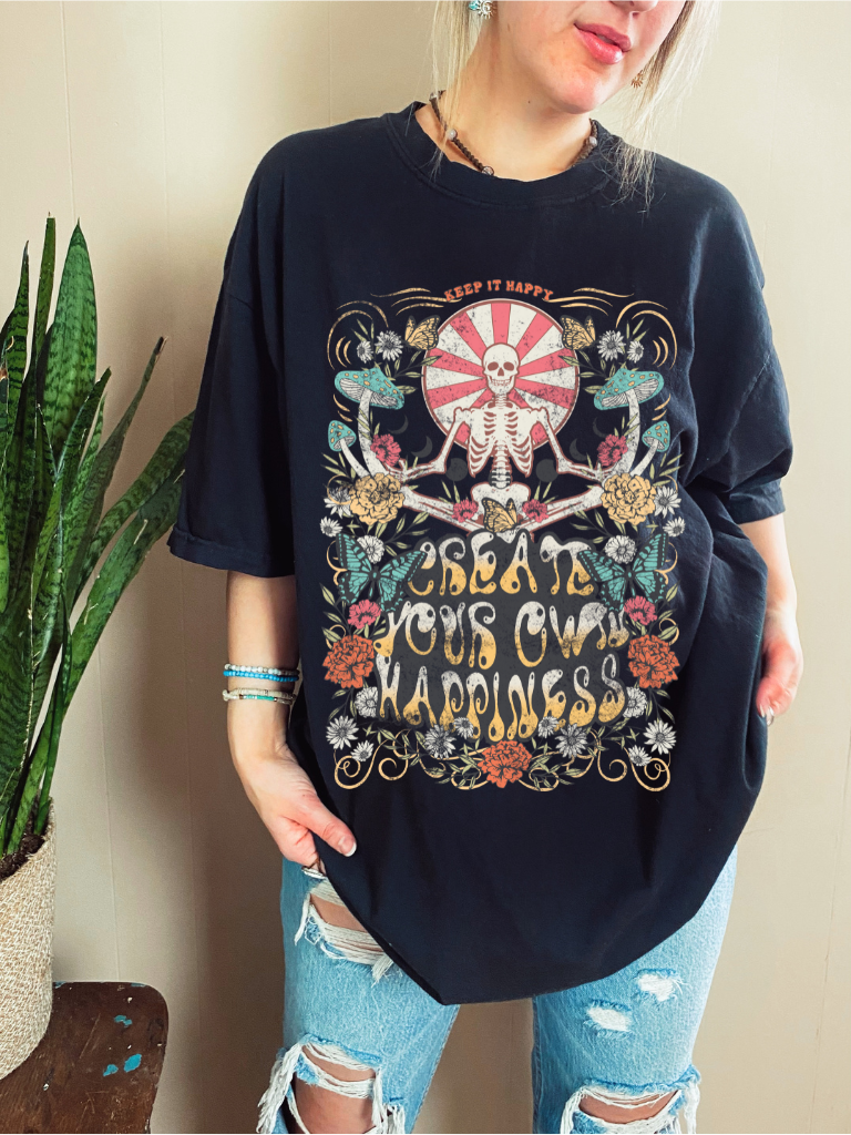 Happy Skeleton Tshirt | create your own happiness tee