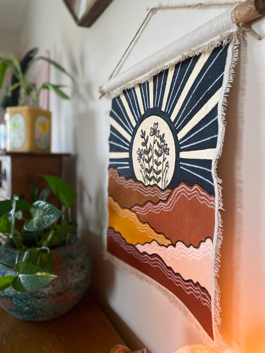 Sunset Mountain Dark Tapestry
