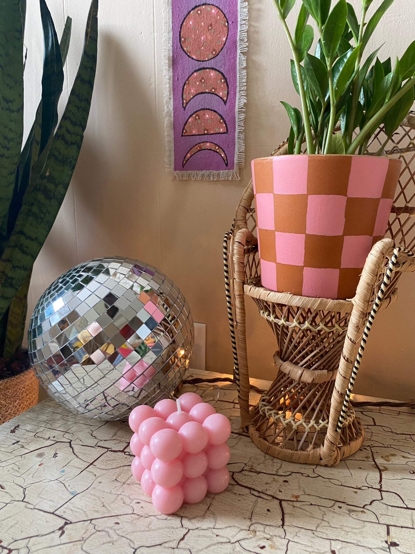Checker Pink Cabo Terracotta Pot