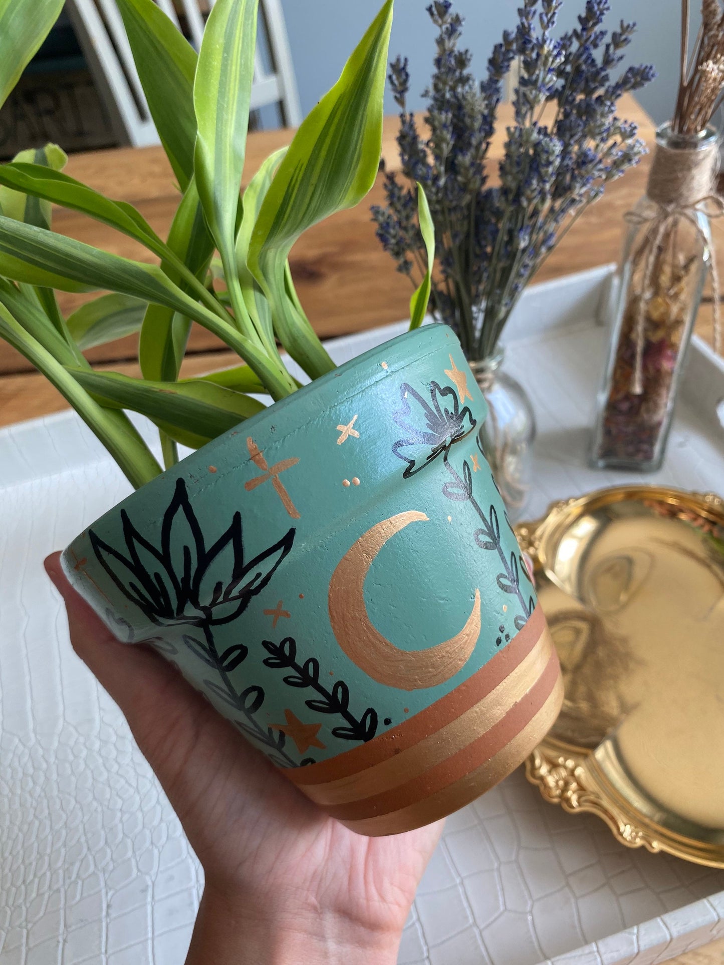 Moon Flower Terracotta Pot