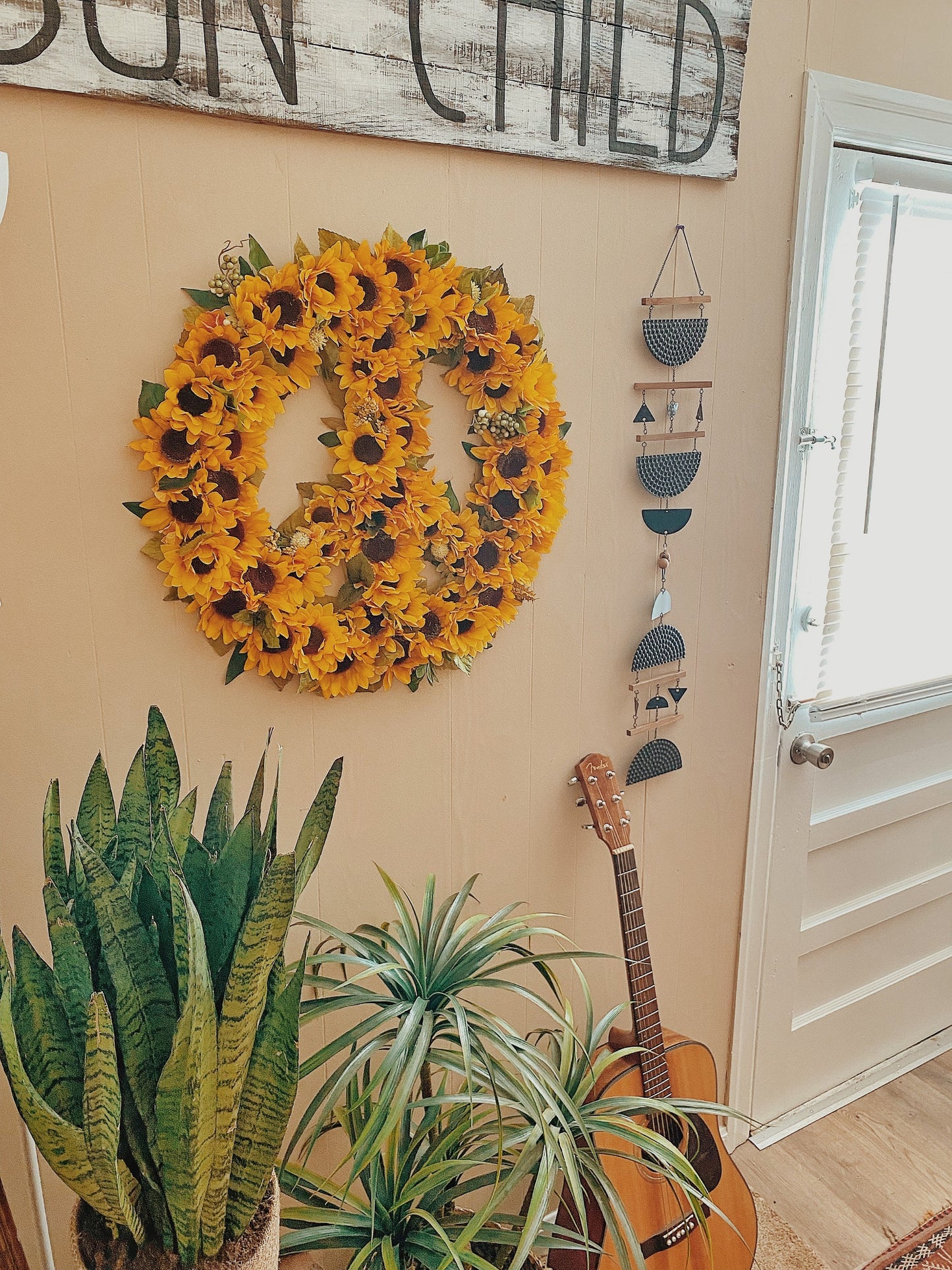Sunflower Peace Sign Wall Decor