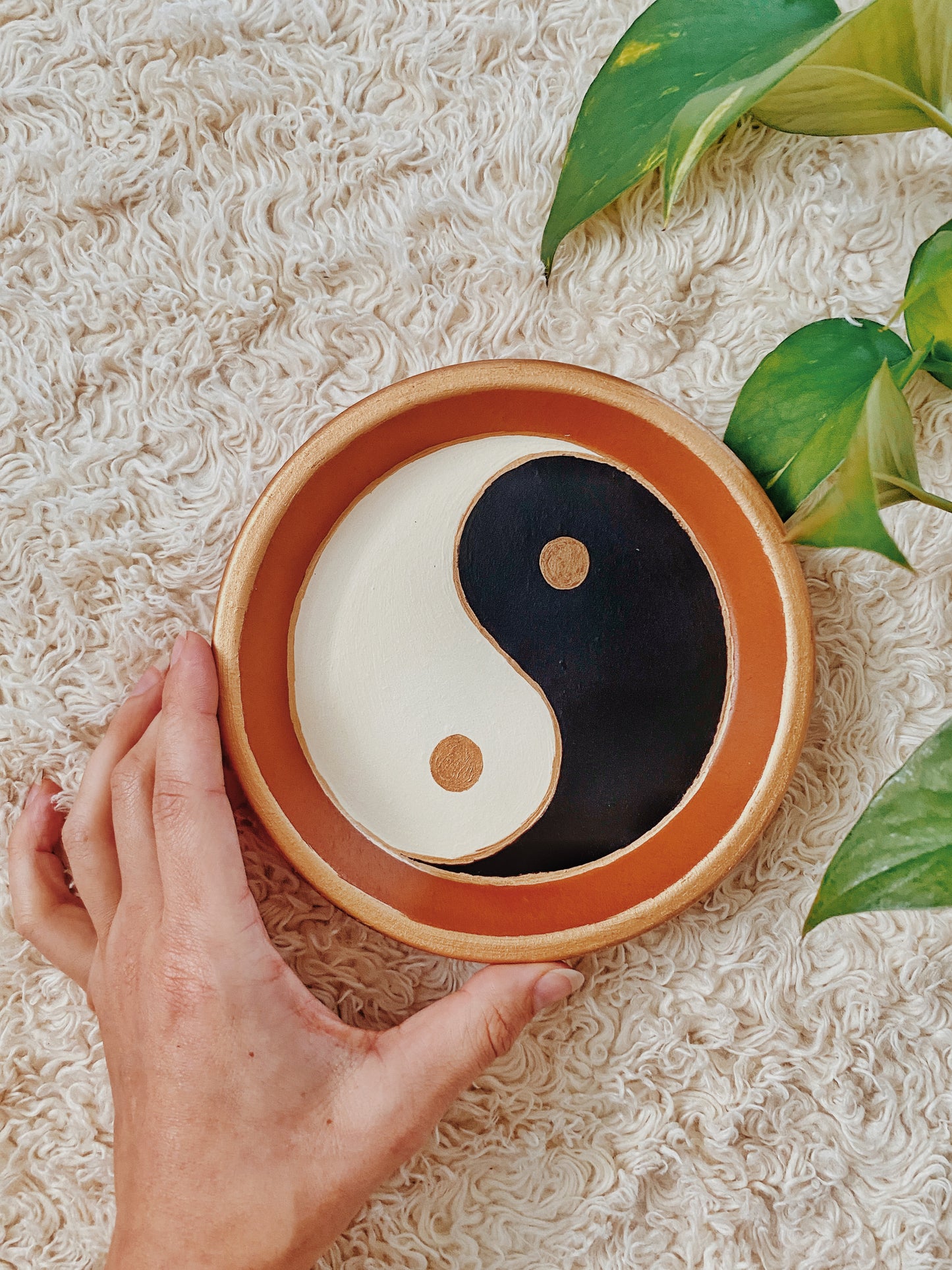 Yin Yang Trinket Tray | handpainted jewelry decorative tray