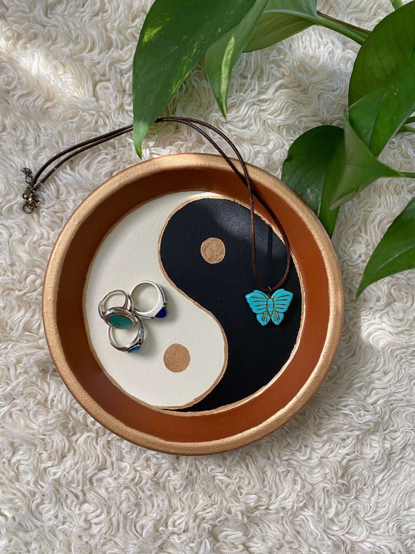 Yin Yang Trinket Tray | handpainted jewelry decorative tray