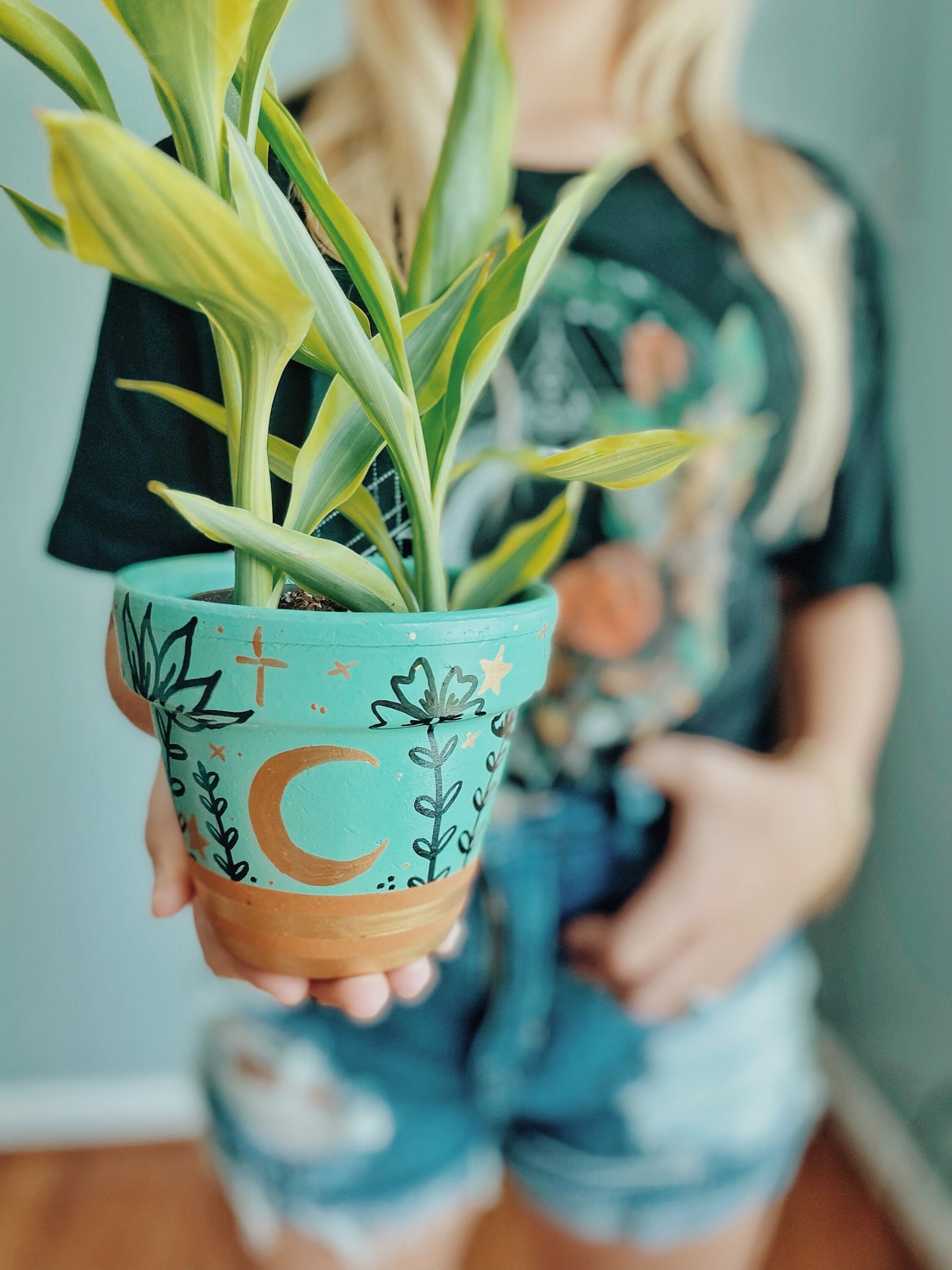 Moon Flower Terracotta Pot