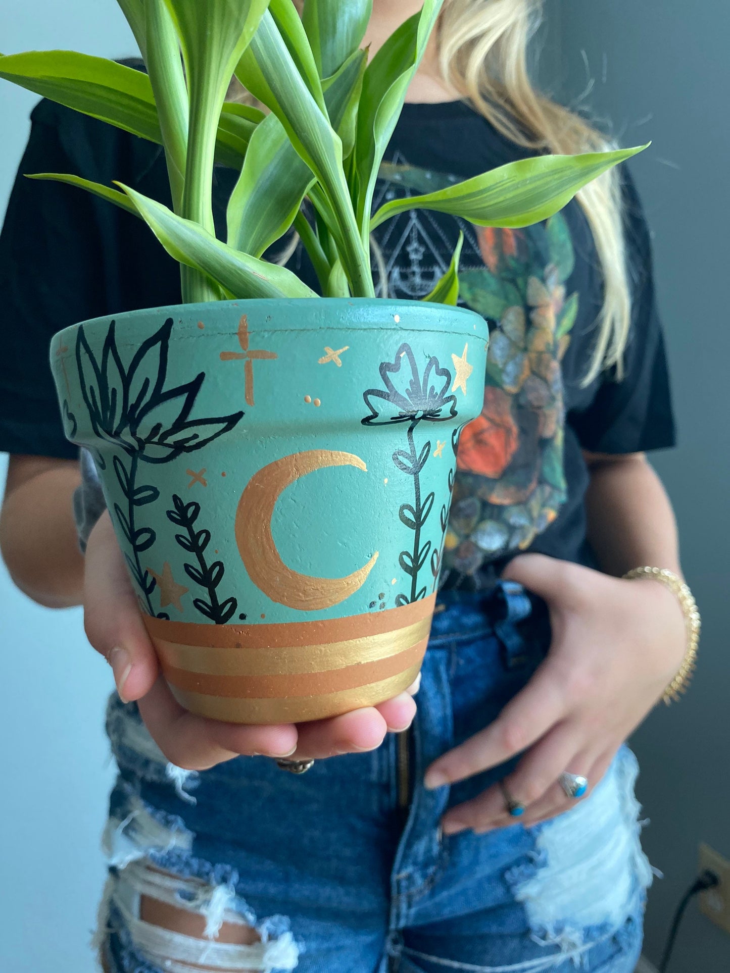 Moon Flower Terracotta Pot