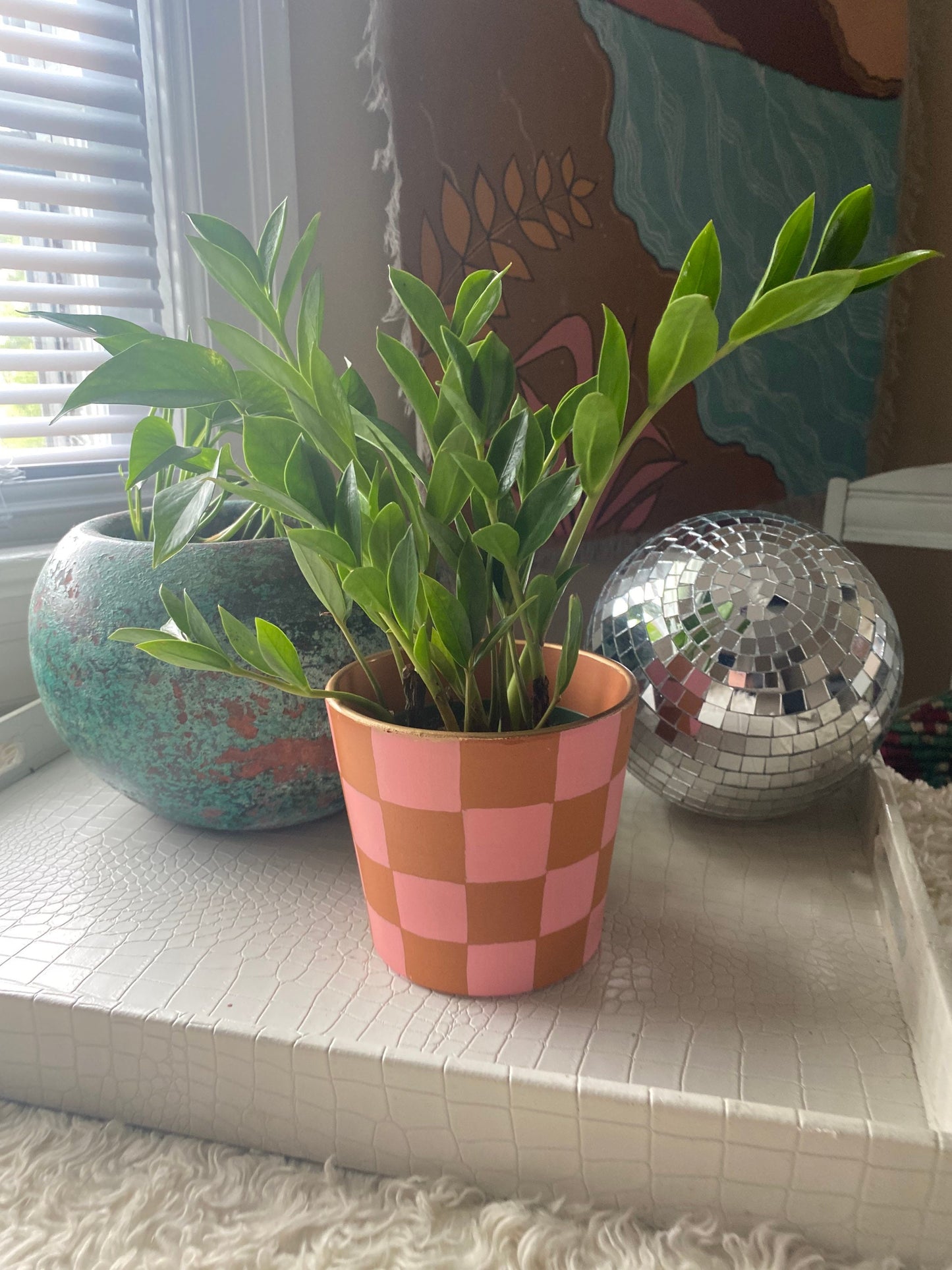 Checker Pink Cabo Terracotta Pot